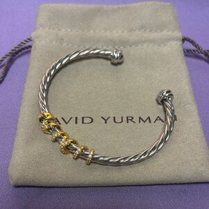 David Yurman Silver Cable Cuff with Gold Accents